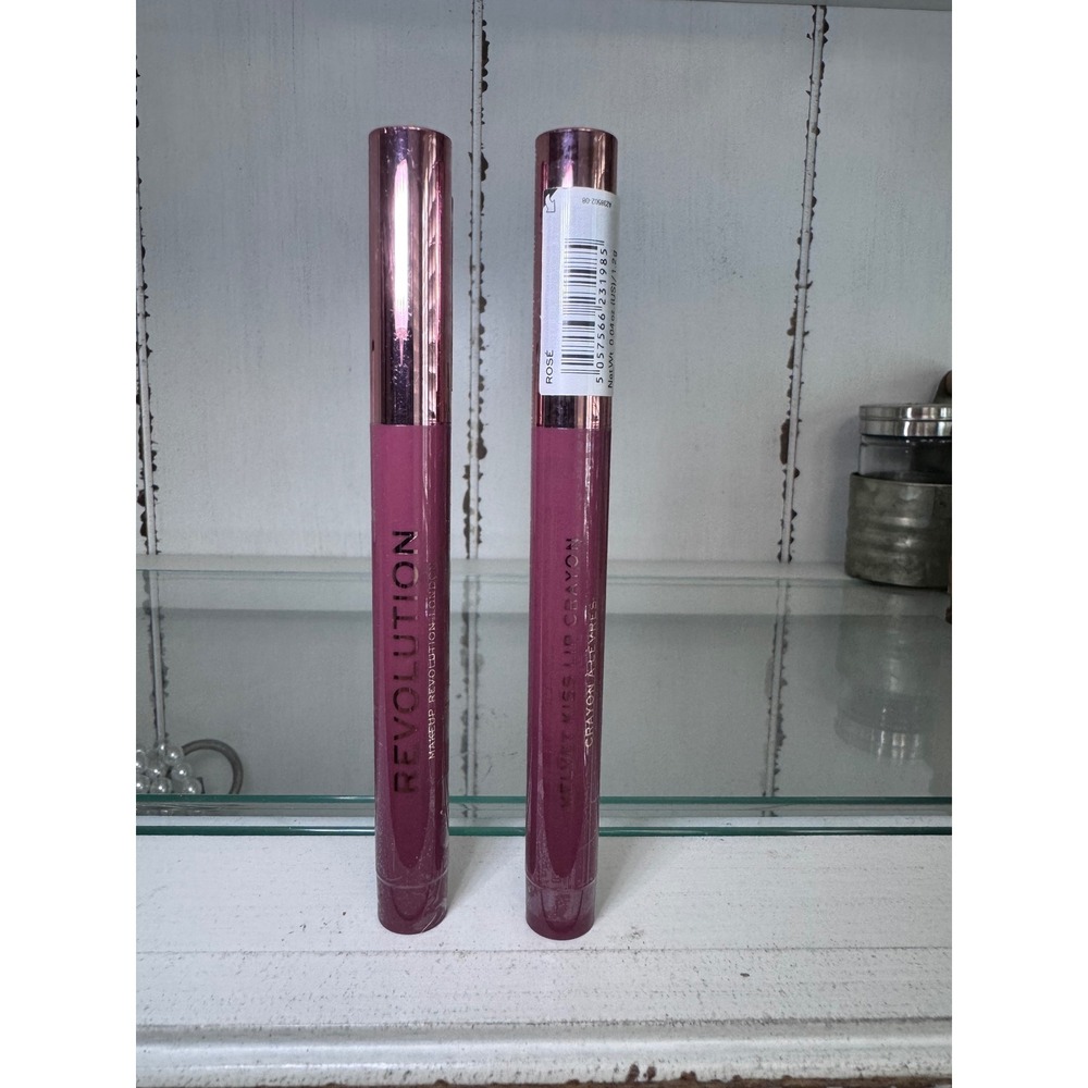 Makeup Revolution Velvet Kiss Lip Crayon Rosé Matte Lipstick Duo Set of 2 New